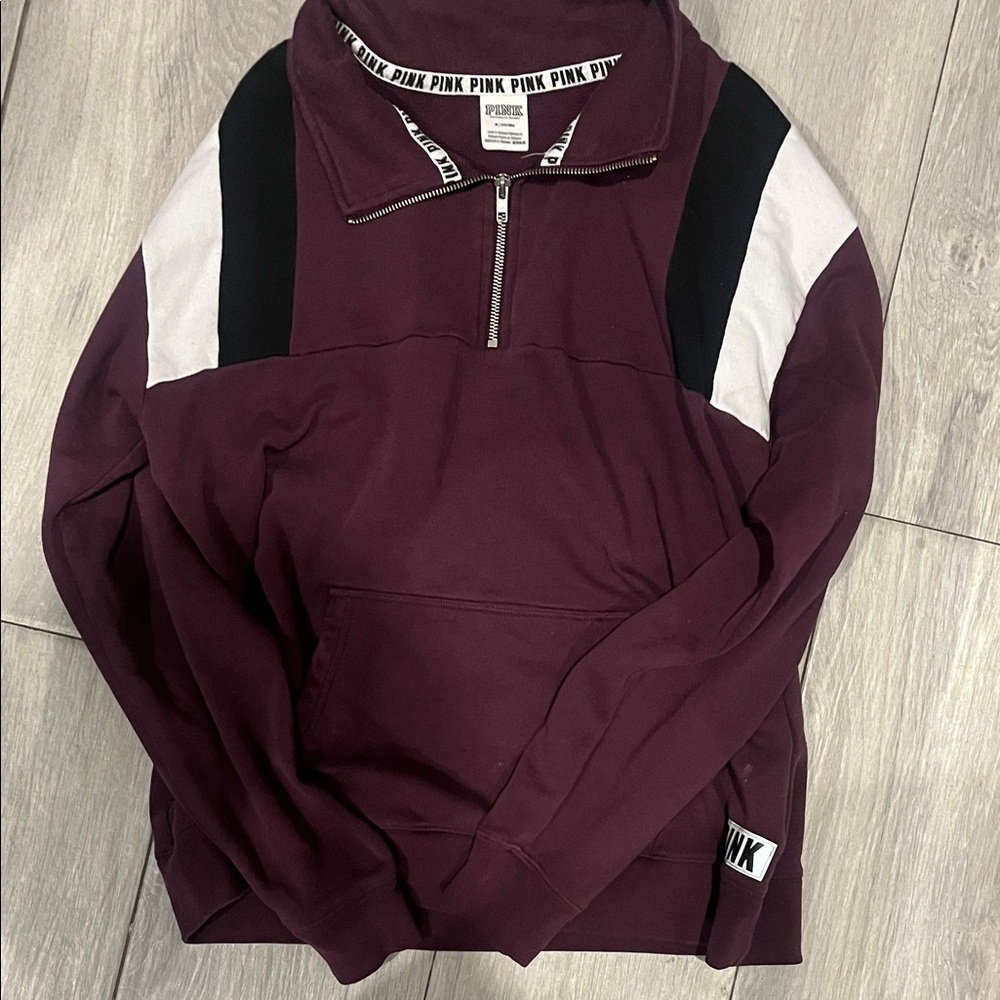 Size medium year 2017 PINK Victoria's Secret Maroon and Black women’s Sweater